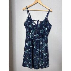 Grunge Gothic Casket Floral Lace Aqua HOT TOPIC Velvet Fit Flare Sundress Sz XL